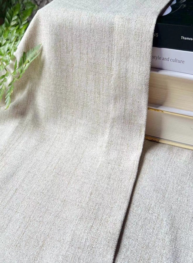 Oindec Faux Linen Kitchen Curtains 36 Inch Length Cafe Curtain Tiers for Living Room Bathroom Basement Windows Country Rustic Small Short Curtains, Set of 2, Natural - Image 5